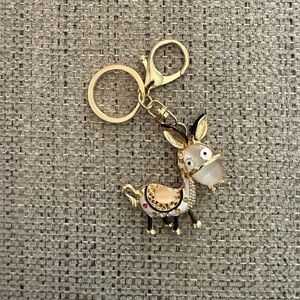 Gold and White Donkey Bag Charm